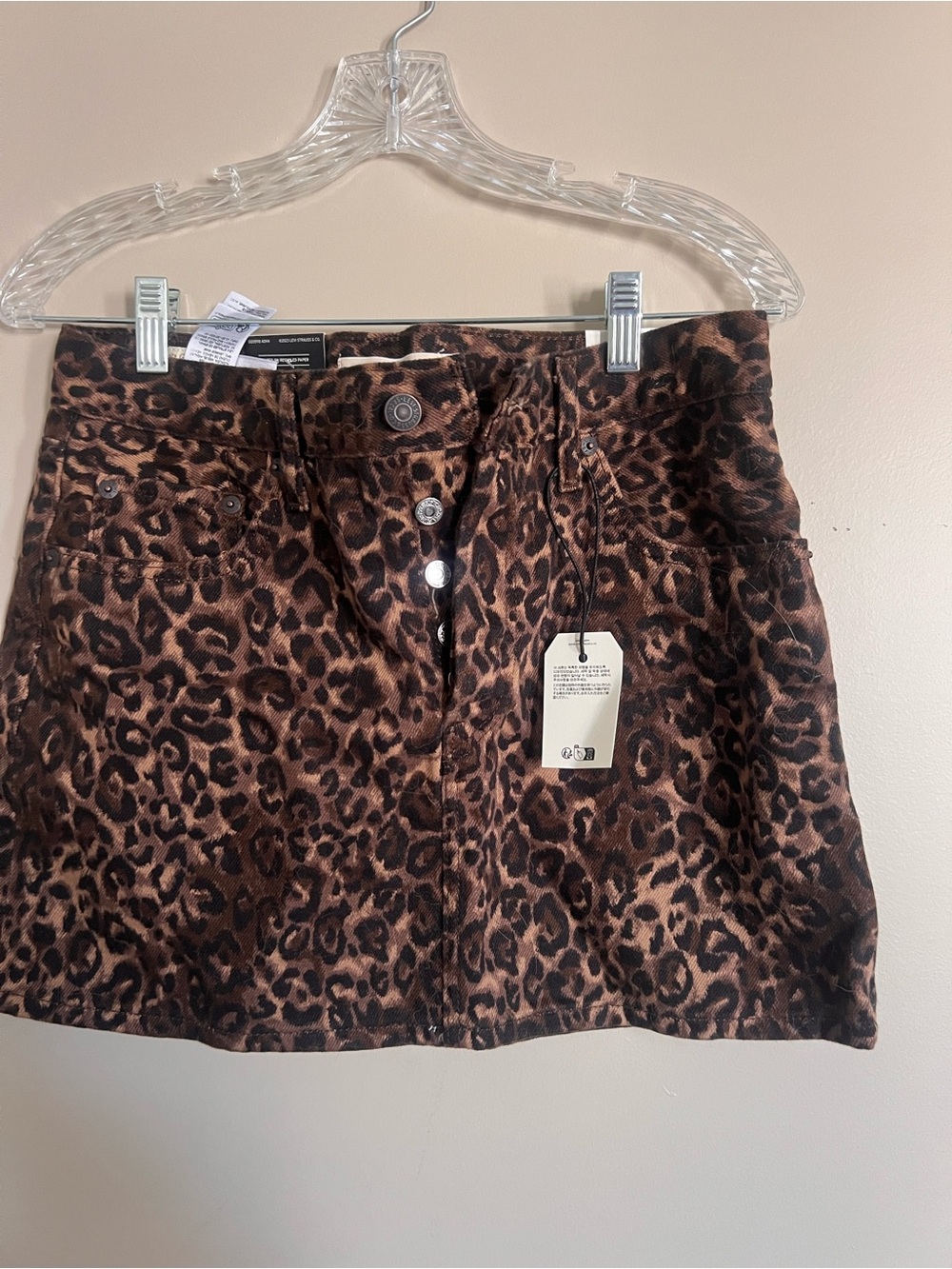 Levi's Leopard Print Mini Skirt in Brown and Black